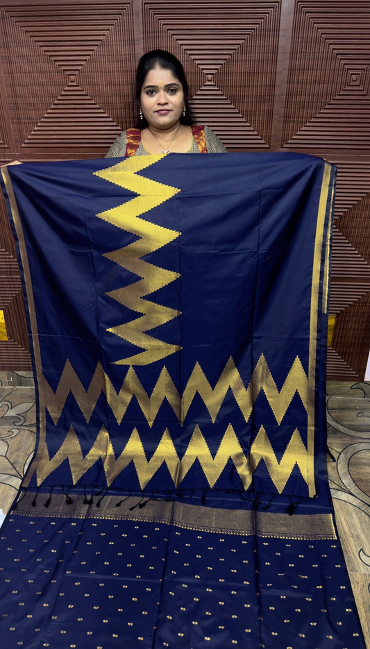 KANCHI SOFT SILK SAREE ( TE-NAVY BLUE)