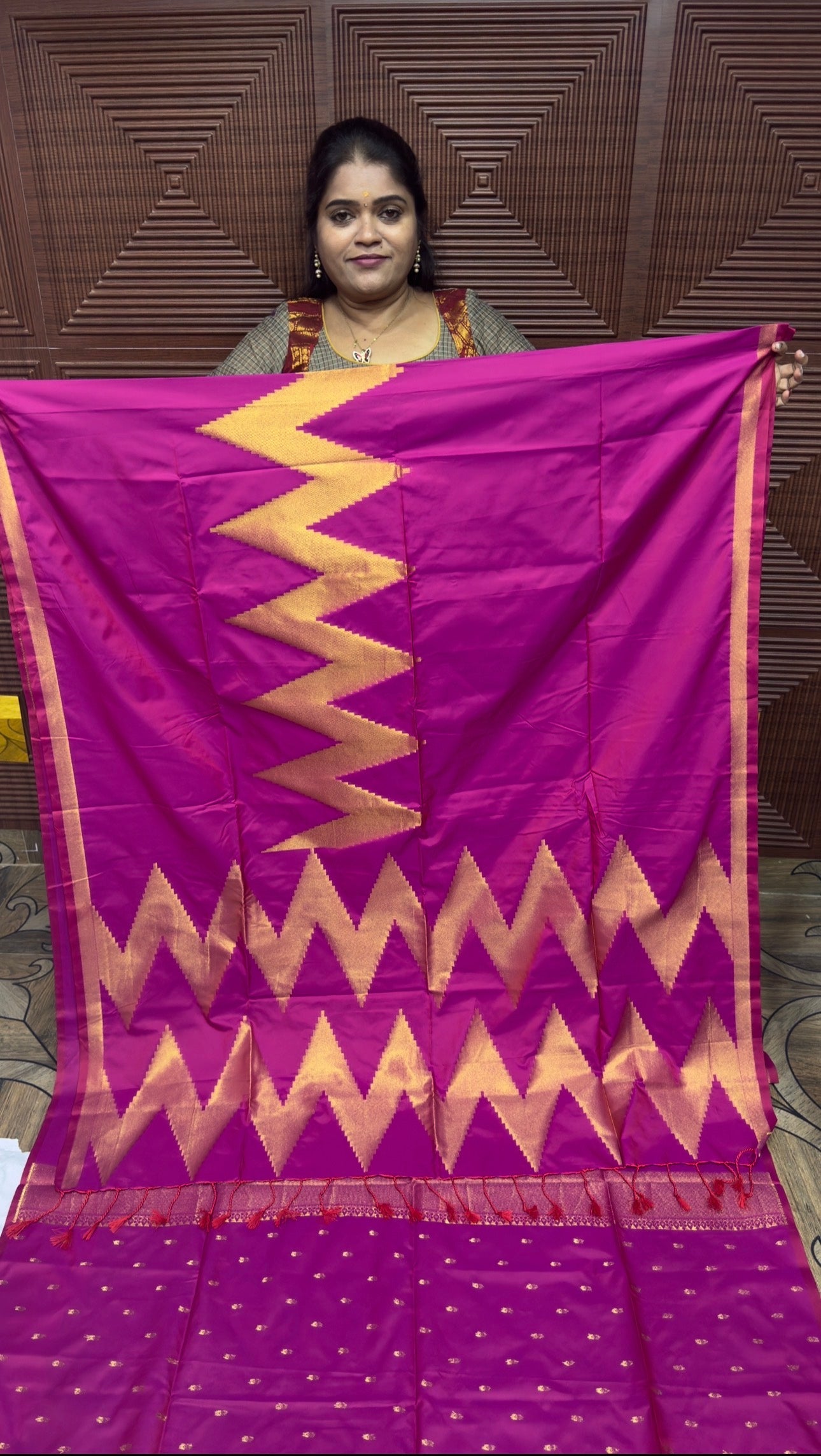 KANCHI SOFT SILK SAREE ( TE-MAGENTA PINK)
