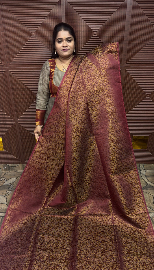 KANCHI SOFT SILK SAREE ( GOLD MAROON)