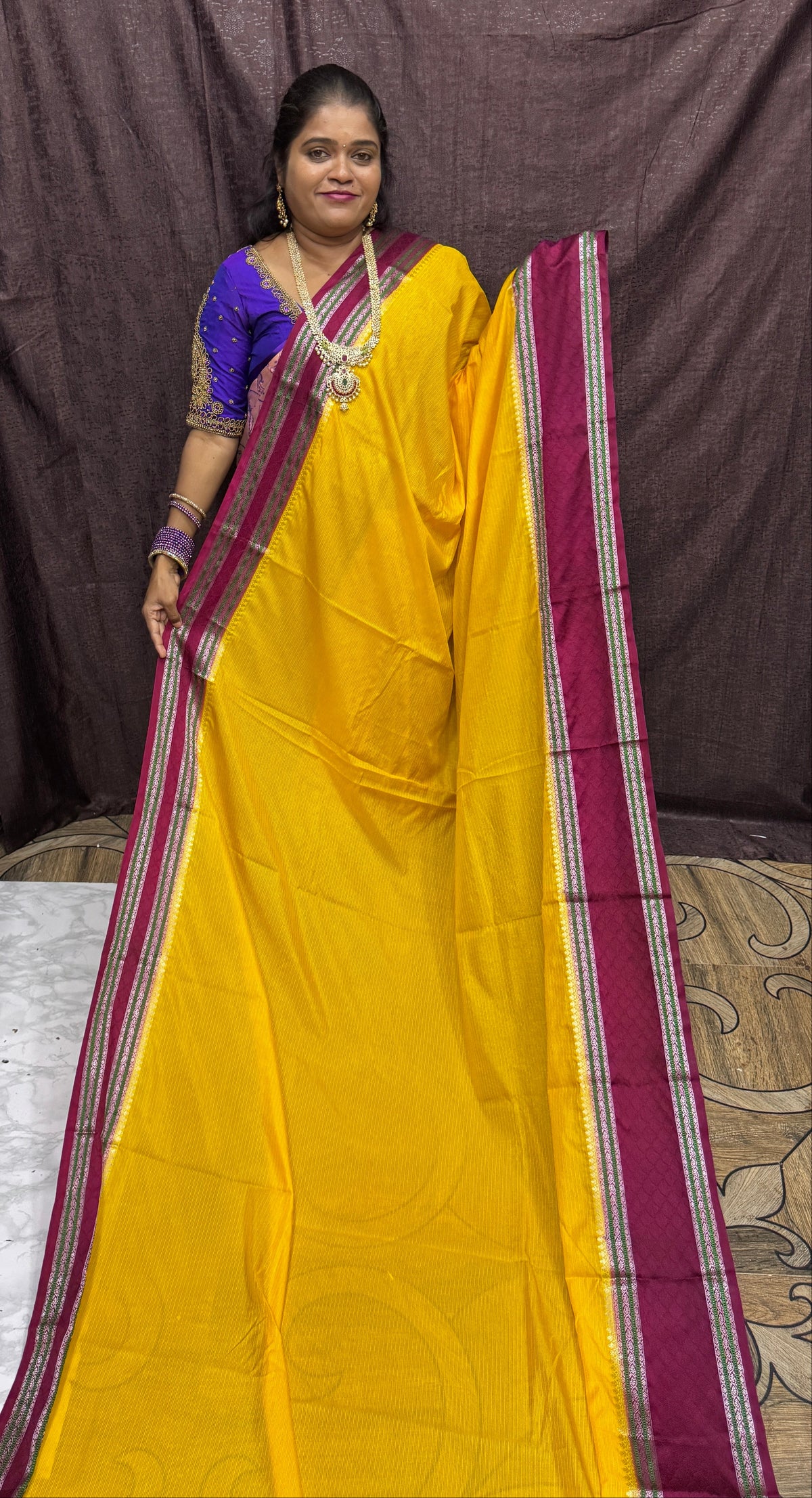 Warm Silk Saree With Contrast Blouse