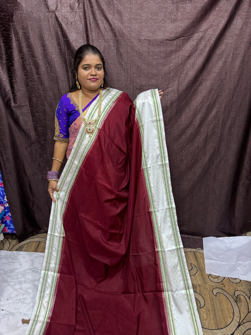 Warm Silk Saree With Contrast Blouse