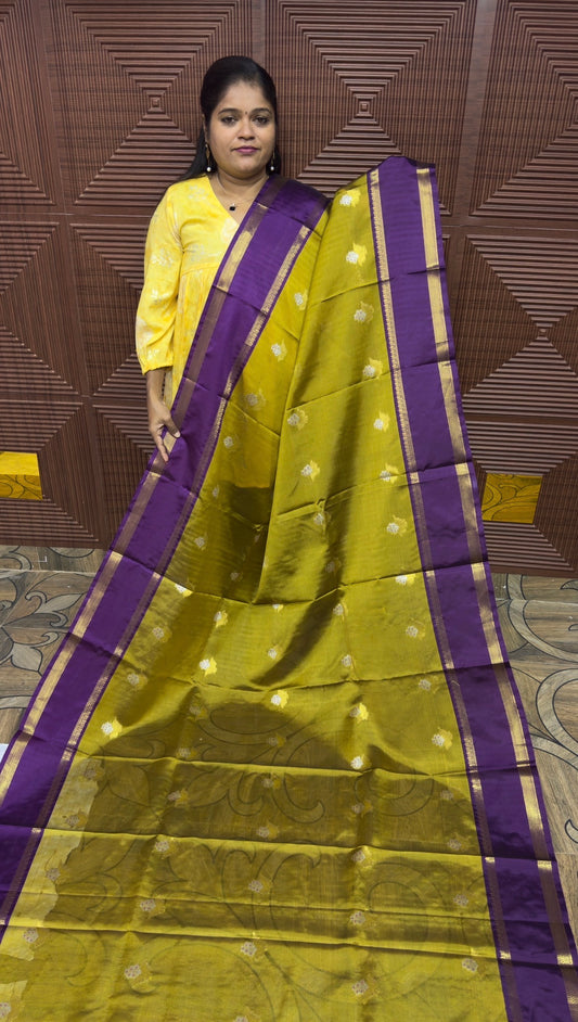 BANARASI SOFT SILK SAREE (OLIVE GREEN )