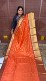 BANARASI SOFT SILK SAREE ( RUST ORANGE) PRE BOOKING 15 DAYS DISPATCH