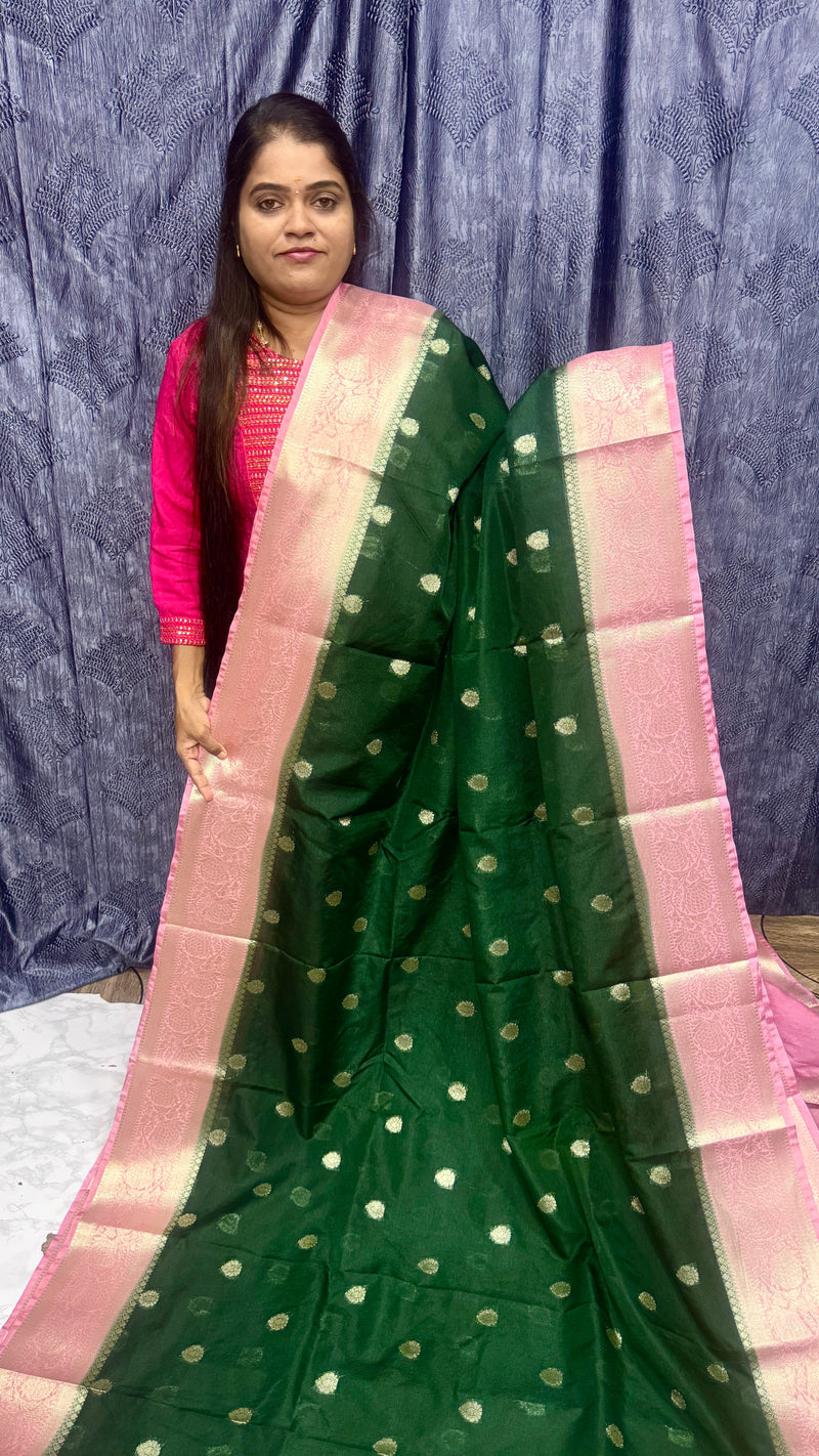 Warm silk saree ( bottle green )