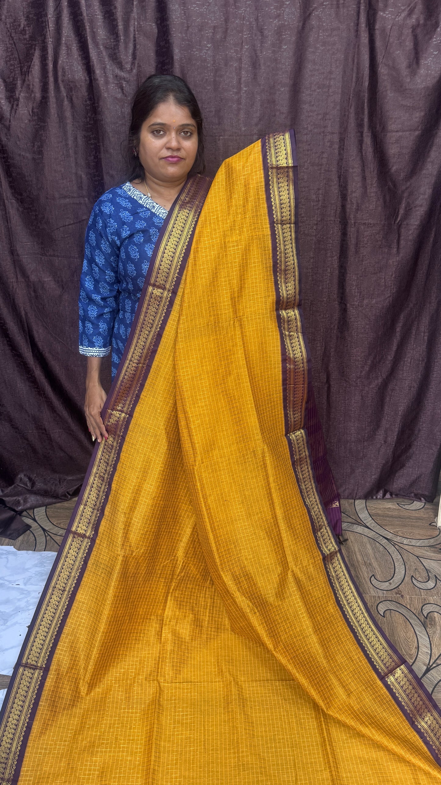 Kalyani Cotton Saree(Mustard)