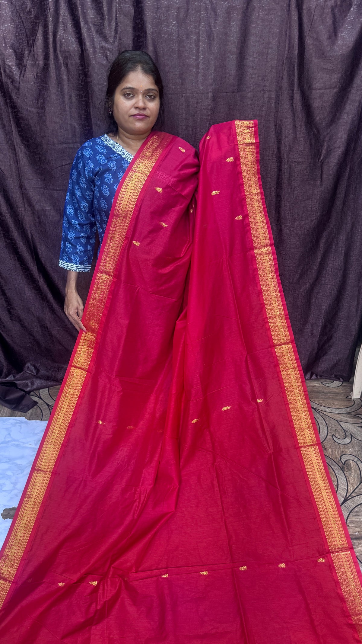 Kalyani Cotton saree (red) Pre Booking 10 - 15 Days Dispatch
