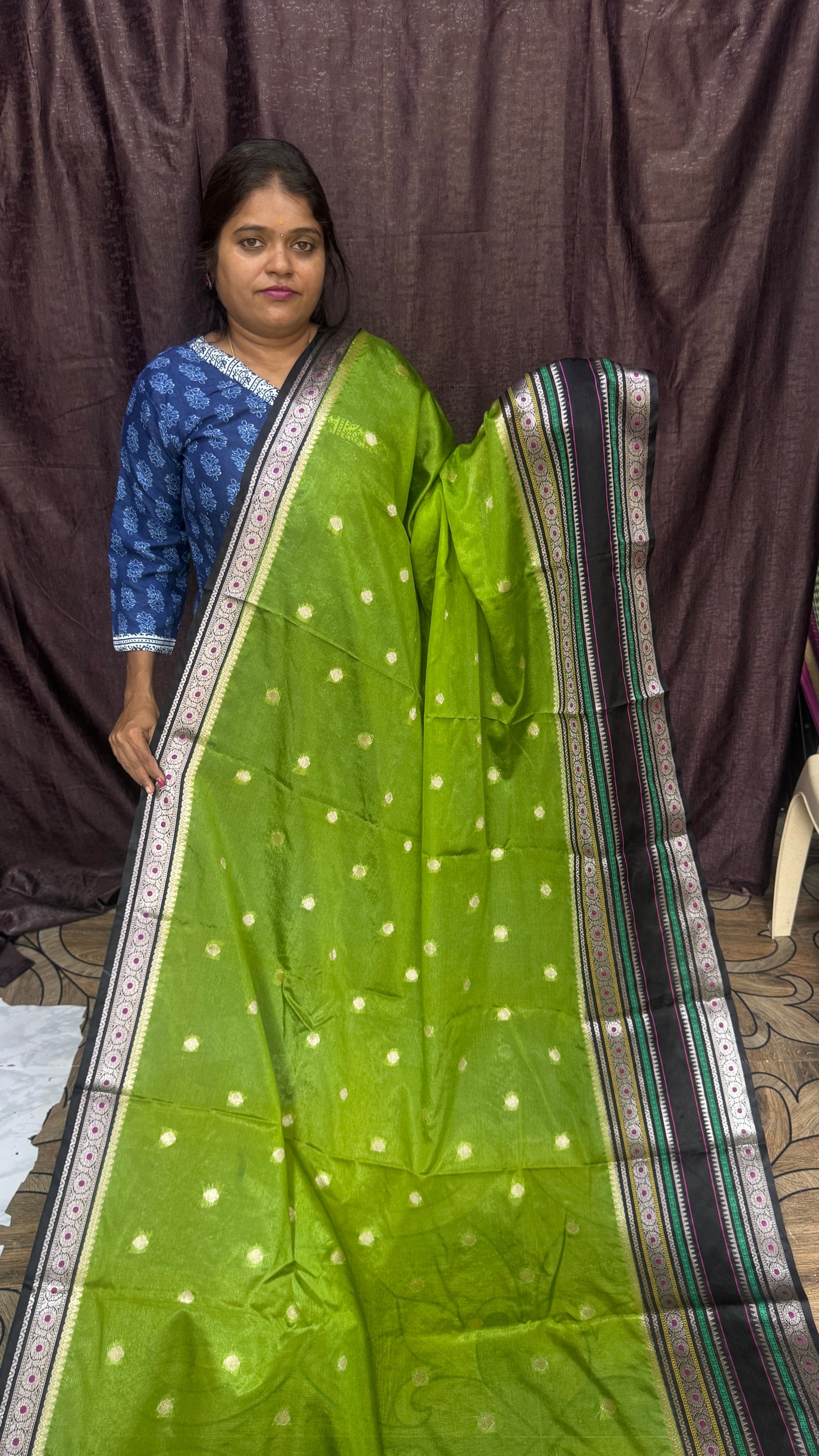 Warm Silk saree(green /black)