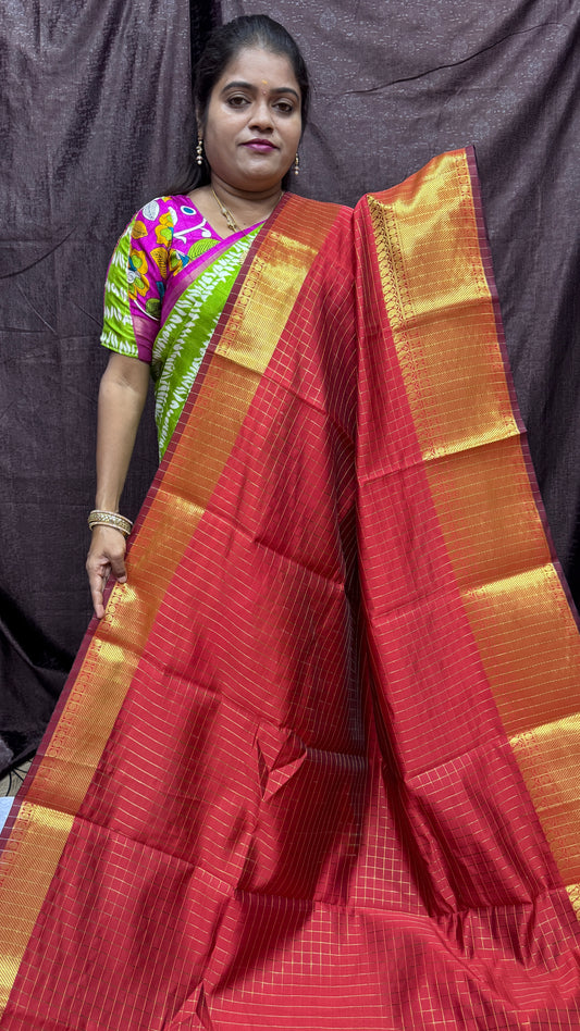 Banarasi Soft silk saree ( red)