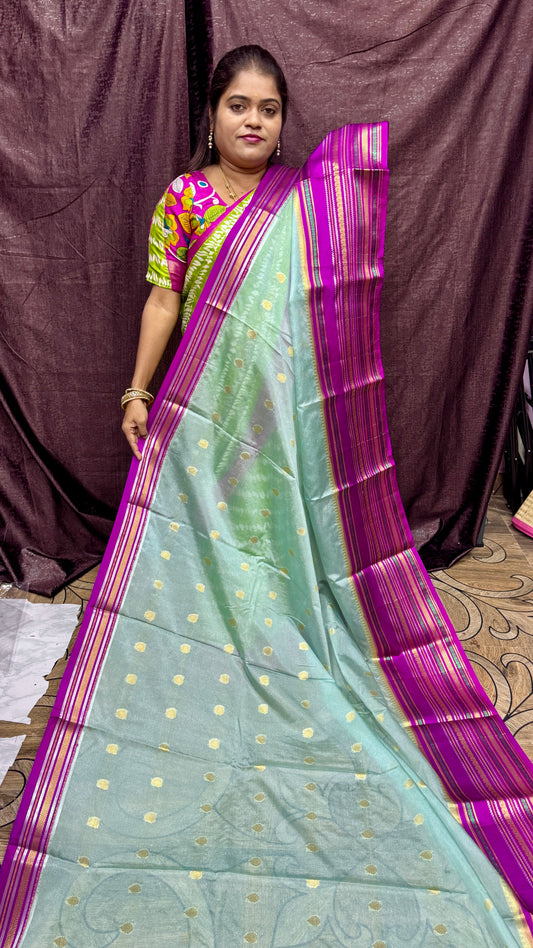 Warm silk saree ( PINK BORDER )