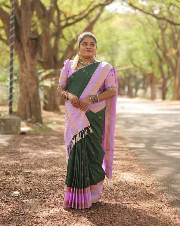 KANCHI SILK SAREE ( botle grrn )