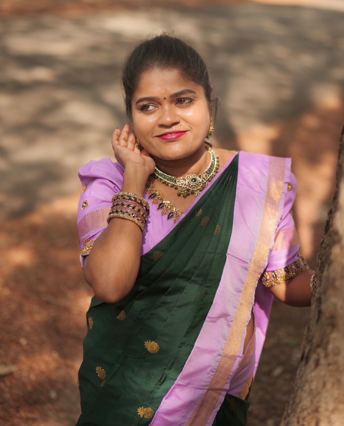 KANCHI SILK SAREE ( botle grrn )