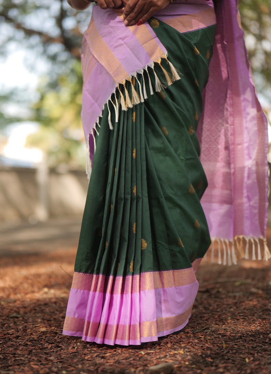 KANCHI SILK SAREE ( botle grrn )