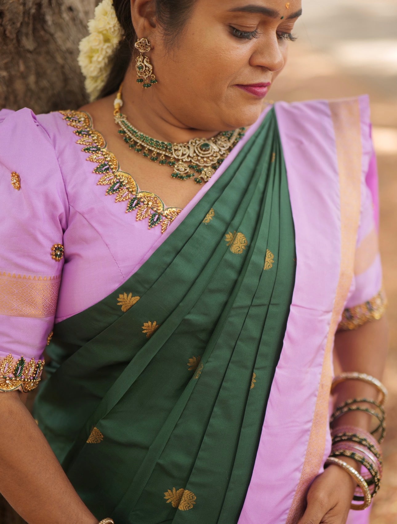 KANCHI SILK SAREE ( botle grrn )