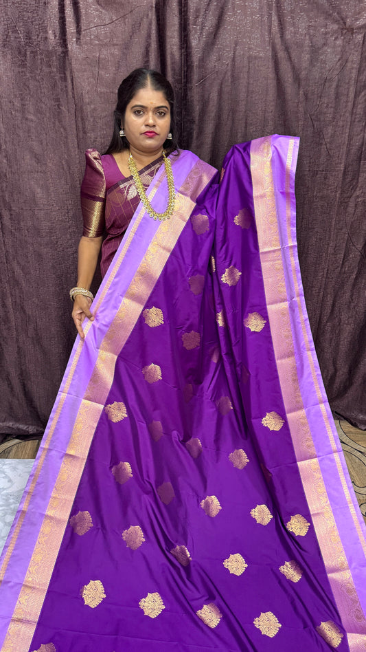 KANCHI SILK SAREE ( SILK CUT PURPLE)