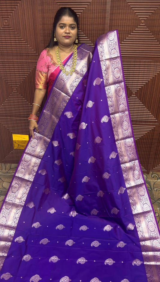 PREMIUM KANCHI SILK SAREE ( Deep Violet)pre booking 15 days dispatch