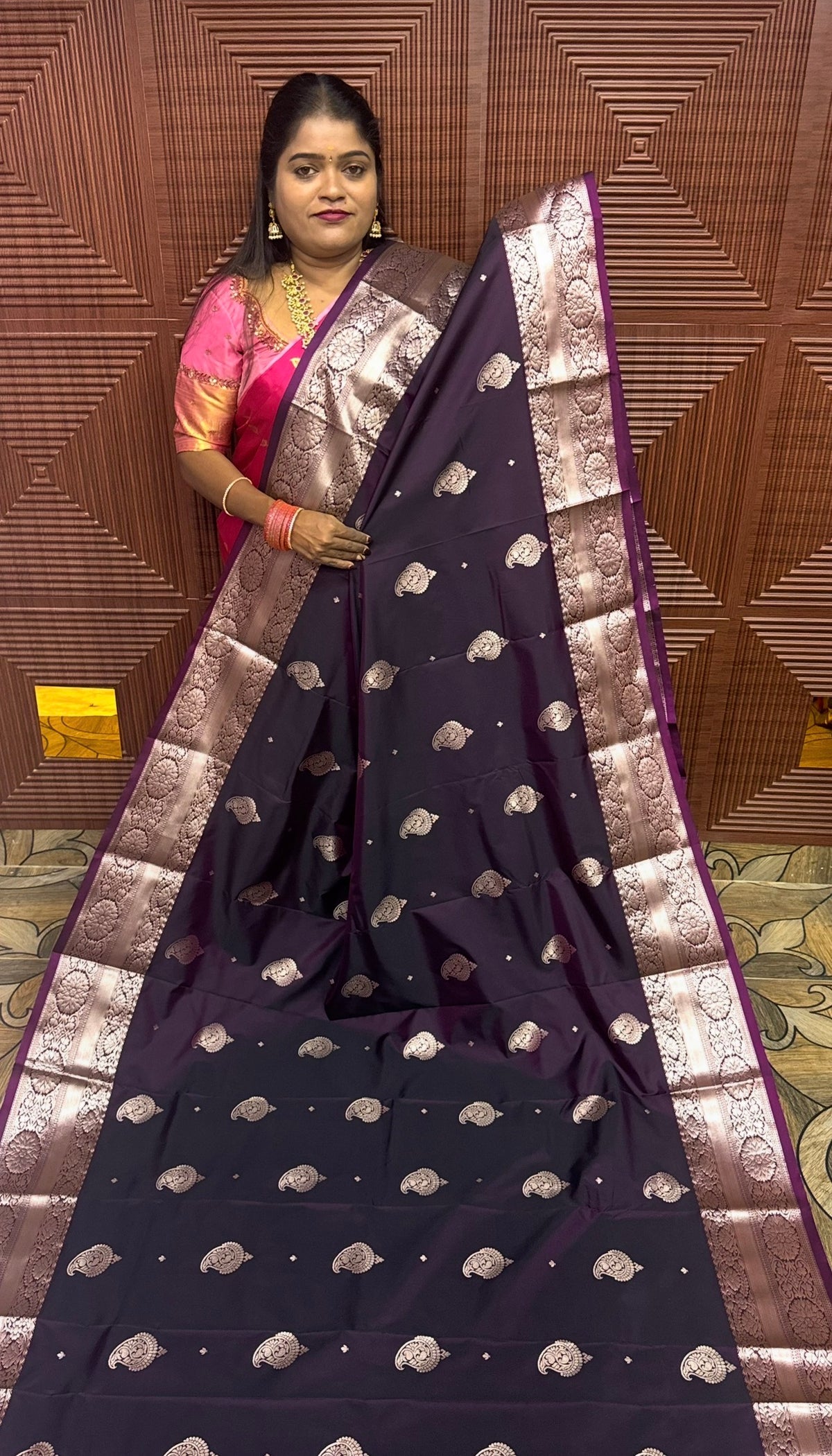 PREMIUM KANCHI SILK SAREE ( DEEP WINE PURPLE) PRE BOOKING 15 DAYS DISPATCH