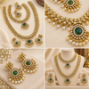 💚 Premium Emerald Green AD Stone Bridal Jewellery Set