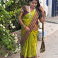 BANARASI SOFT SILK SAREE (GRASS GREEN )
