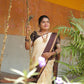 PREMIUM KANCHI SILK SAREE ( CREAM WITH BROWN )