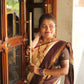 PREMIUM KANCHI SILK SAREE ( CREAM WITH BROWN )