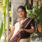 PREMIUM KANCHI SILK SAREE ( CREAM WITH BROWN )