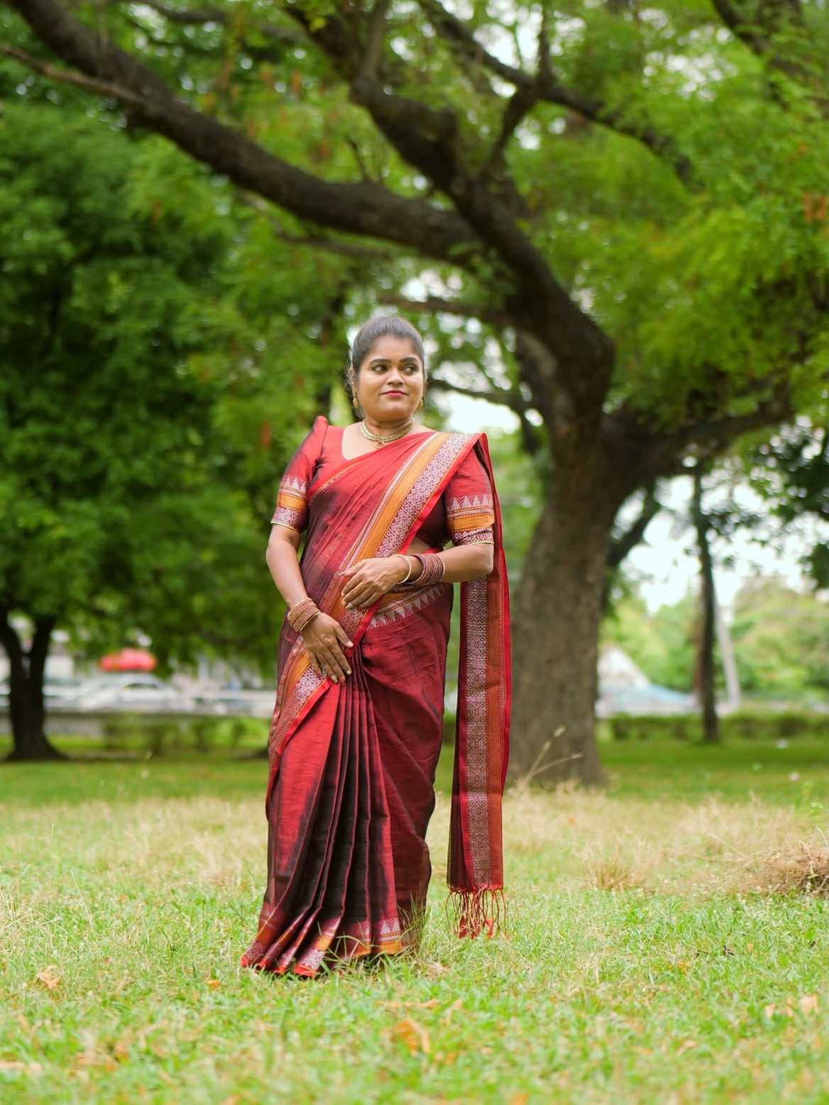 KHADI COTTON SAREE (copper)