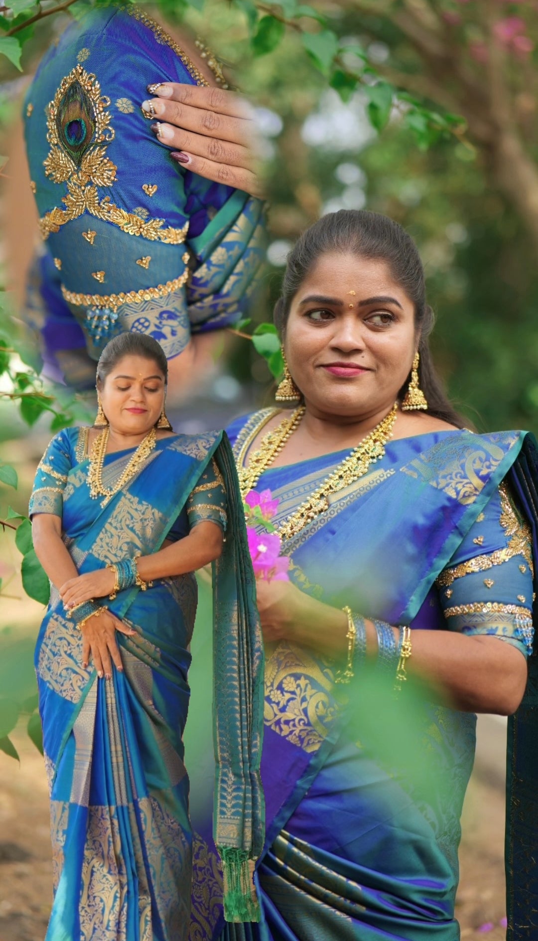 KANCHI SOFT SILK SAREE ( BLUE GREEN) ( 3 WEEKS pre booking)