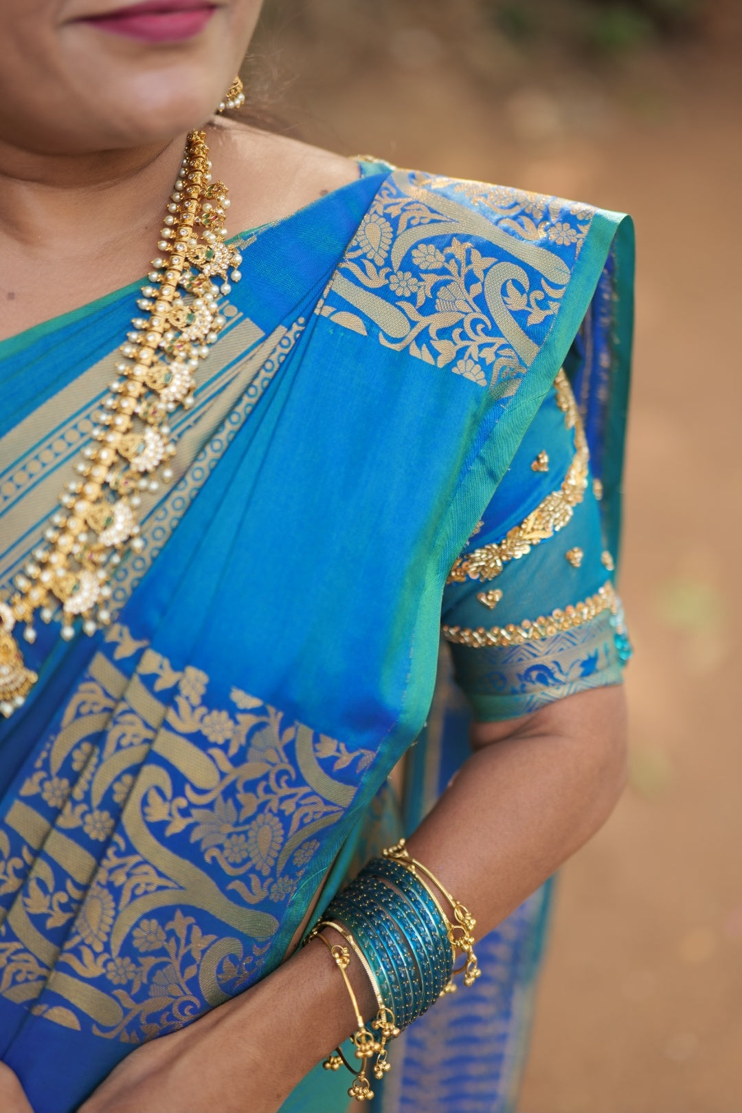 KANCHI SOFT SILK SAREE ( BLUE GREEN) ( 3 WEEKS pre booking)