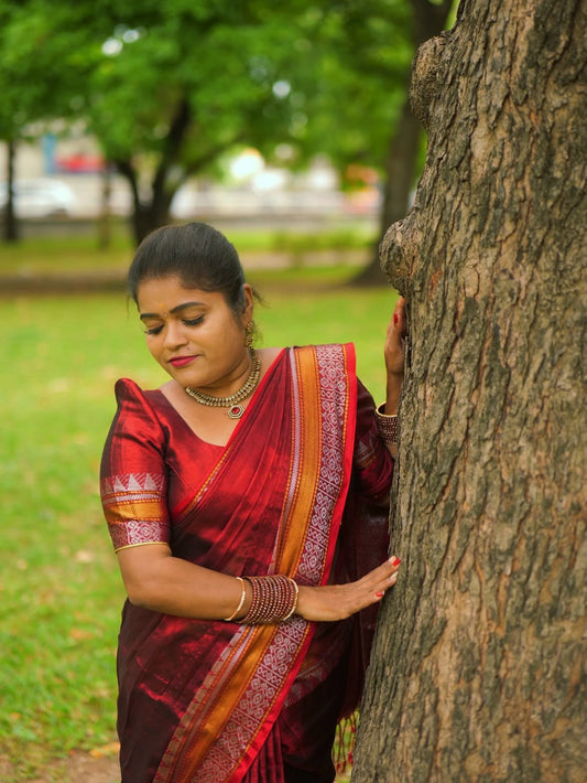 KHADI COTTON SAREE (copper)