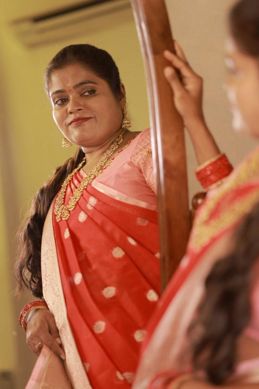 WARM SILK SAREES WITH CONTRAST BLOUSE