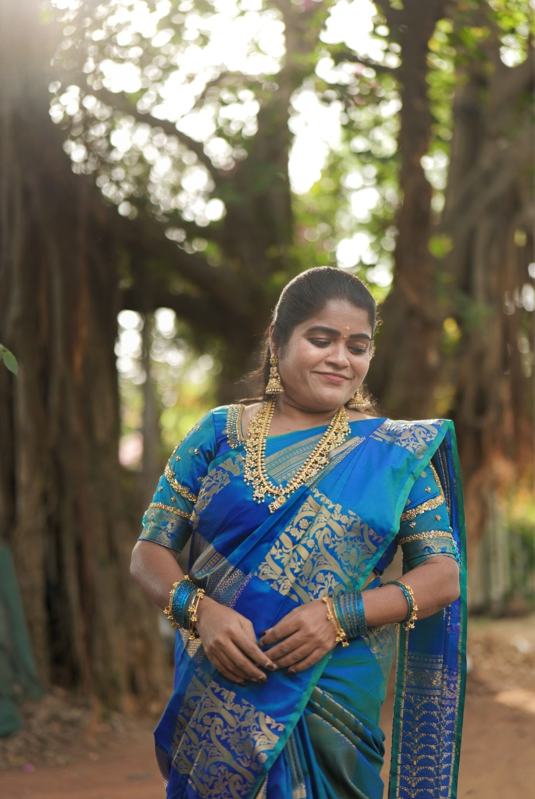 KANCHI SOFT SILK SAREE ( BLUE GREEN) ( 3 WEEKS pre booking)