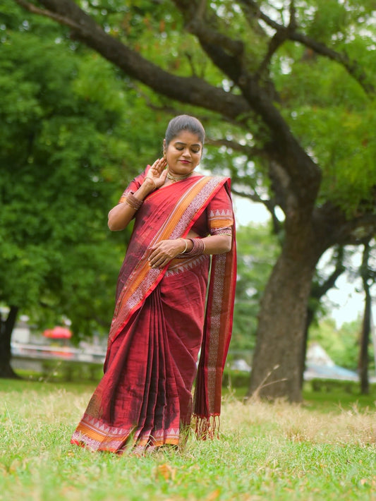 KHADI COTTON SAREE (copper)